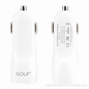 Mini Dual USB-powered Car Chargers/Adapters for iPad/iPhone/iPod with Over-current Protection